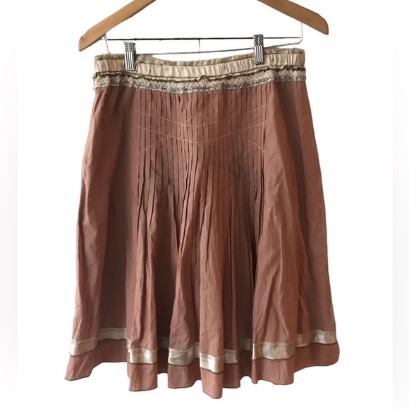 🔥Ashley Bernardo | Women’s rust color side zip skirt beaded waist, lined, size 4 - Picture 1 of 9